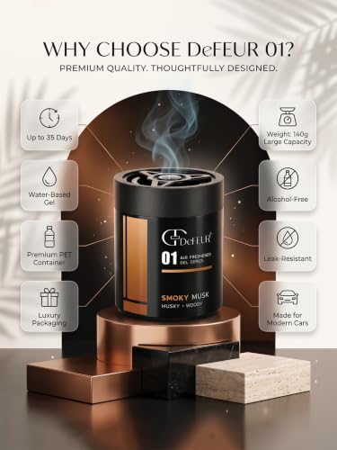 Image of Smoky Musk Gel Car Perfume | 140g Strong Fiber Air Freshener | Musk Car Scent for Fresh Interiors | Luxury Car Accessories