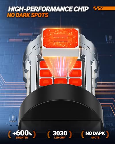 Image of SEALIGHT LED Brake Light Bulbs, 3156 3157 LED Bulb Red, 600% Brighter 3056 3057 3457R 4057 4156 4157 Anti Hyper Flash Error Free Tail Stop Parking Lights, with Built-in Resistor, Brilliant Red, 2 Pcs
