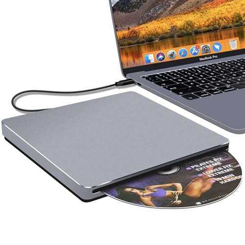 NOLYTH CD Drive External for Mac: USB C DVD Burner Player SuperDrive for Laptop Windows Apple Plug &