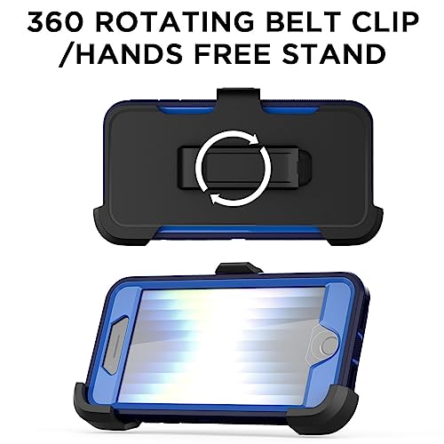 Image of AICase for iPhone SE Case 3rd & 2nd Generation with Belt-Clip Holster, for iPhone SE 2022 /2020 Case Built-in Screen Protector Heavy Duty Protective Full Body Rugged Phone Cover, Admiral Blue