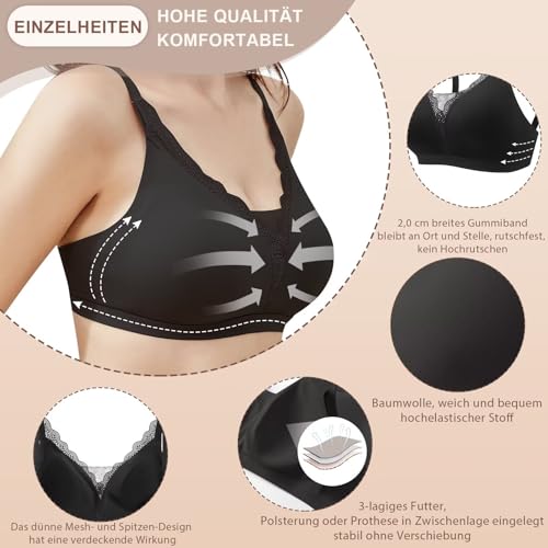 CYTMTZGA Mastektomie Prothesen BH Nahtloser Alltags Post-OP-BH mit Taschen für brustprothese Brustformen BL95
