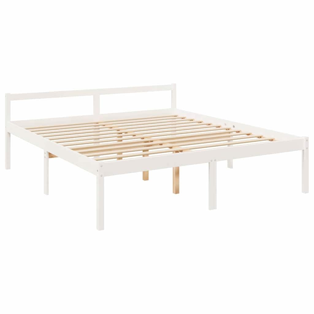 Białe łóżko 200 x 200 cm z litego drewna sosnowego