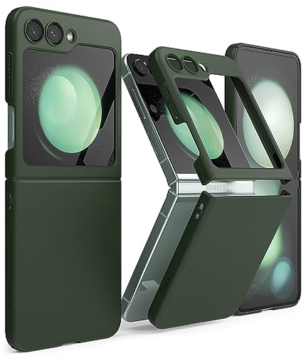Image of Ringke Slim Compatible with Samsung Galaxy Z Flip 5 Case Back Cover Thin Soft-Feeling Coating Hard PC with Non-Slip Grip Protective Phone Case for Samsung Z Flip 5 5G (2023) - Dark Green