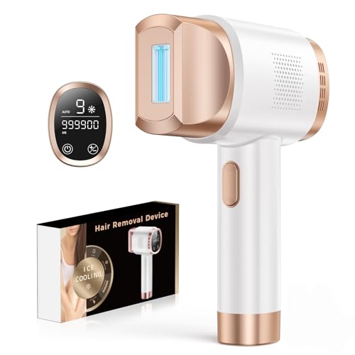 Epilatore Laser di Raffreddamento e 9 Opzioni Livello di Energia, Modalità Automatica,999.900 Flash Ideale per il Corpo della Donna,Gambe, Braccia e Ascelle,Bianco