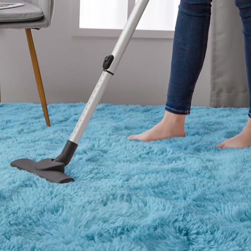 DweIke Fluffy Sky Blue Rugs for Bedroom Living Room, 6x9 Large Soft Plush Shaggy Light Baby Blue Girls Boys Kids Rug, Non-Slip and Machine Washable Carpet for Dorm Nursery Classroom Decor