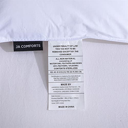 Ja Comforts Premium Goose Down Feather Comforter With 8 Corner Tabs-Queen Size,600 Tc, 100% Cotton Cover, Down And Feather Filling, 500+ Fill Power,All Season Duvet Insert #TOP3