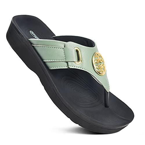Image of AEROTHOTIC Arch Support Flip Flops for Women Comfortable Stylish Straps with Non Slip Footbed Fashion Dressy Sandals Outdoor Travel Vacation Essentials