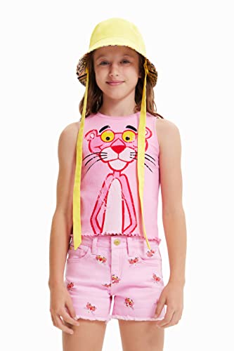 Image of Desigual Little Girl's Ribbed Pink Panther T-Shirt