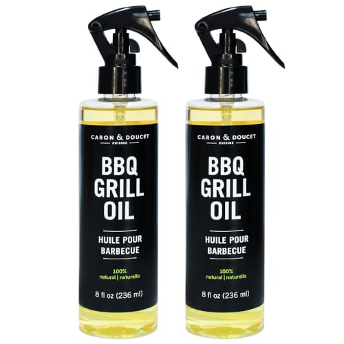 Caron & Doucet - Bbq Grill Cleaner Oil | 100% Plant-Based & Vegan | Best For Cleaning Barbeque Grills & Grates | Use With Wooden Scrapers, Brushes, Accessories & Tools | Great Gift For Dad! (2X 8Oz)