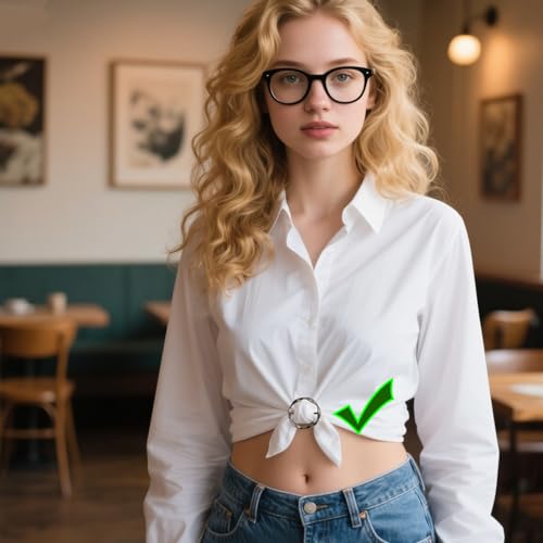 Image of 7PCS Premium Scarf Ring Clip, Cute T-Shirt Clips for Women Clothing, 4 Different Sized Shirt Ties Clips Waist Cinch Clip Buckle for Women Clothing Accessories, Gold /Silver /Black