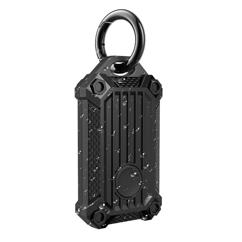 CMZZ Waterproof mount Case Holder for Samsung Galaxy SmartTag2 Scratch Resistant Cover with Keychain for Keys Wallet Luggage (Black 1PCS)