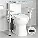 AbyssZen Folding Toilet Safety Rails - Adjustable Bathroom Support Frame with Foldable Arms for Elderly, Seniors, Post-Surgery Recovery, and Pregnant Women - Tool-Free Installation, Sturdy Grab Bar