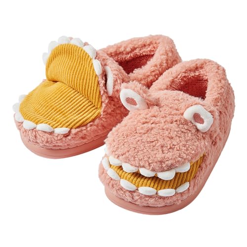 Crocodile Fuzzy Animal Slippers for Women & Men, Cute Fluffy Plush Warm Memory Foam House Slippers