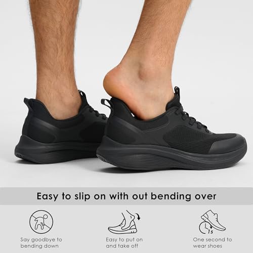 Men's Hands Free Slip On Walking Shoes Comfortable Breathable Casual Shoes for Men Knit Tennis Sneaker2