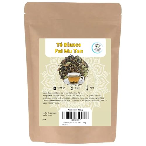 Té Blanco Pai Mu Tan I Te en Hojas I PaiMuTan Té Blanco a Granel I Te Antioxidante, Energético y Digestivo (100 g, Pai MuTan)