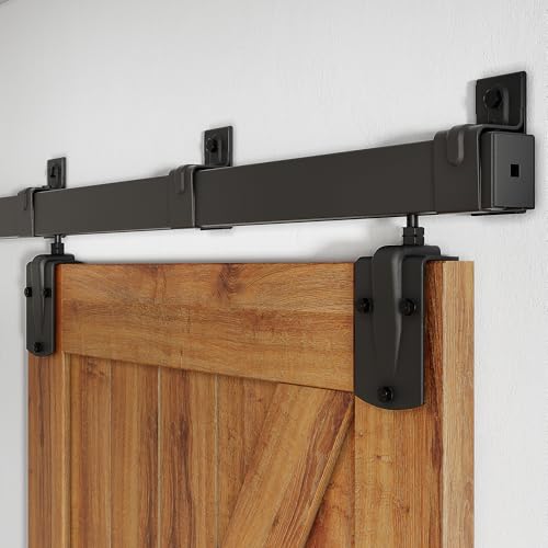 SMARTSTANDARD 6FT Box Rail Hardware - Exterior Barn Door Hardware Kit,Sliding Barn Door...