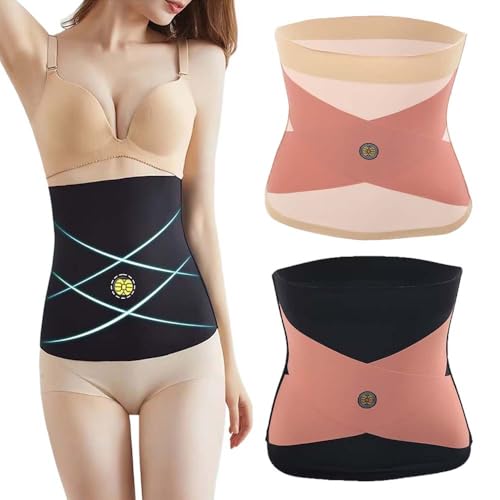 LOWVEDGK 2 cinturones de control de abdomen sin costuras para control de abdomen, entrenador de cintura, faja cruzada para reparar moldear, 2 unidades, L(50-55kg)