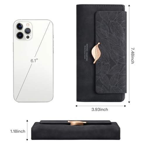 Women's Wallet Leather RFID Blocking Bifold Clutch Large Capacity Credit Card Holder with Coin Zipper Purse4