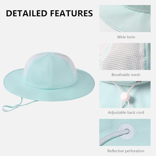 Image of BASSDASH Kids UPF 50+ Wide Brim Sun Hat for Summer Beach Outdoor