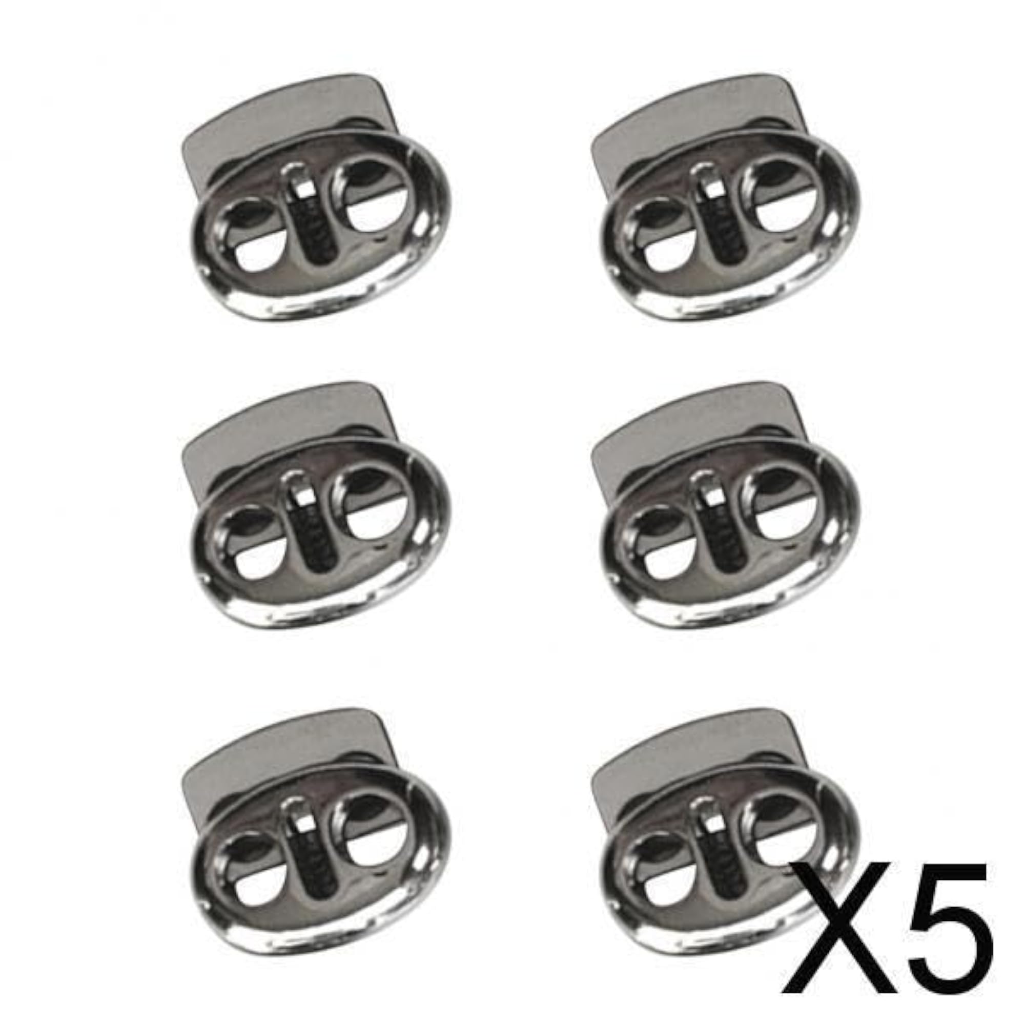 5x6 Pieces Metal Oval Bean String Cord Locks, Toggle Spring Clasp