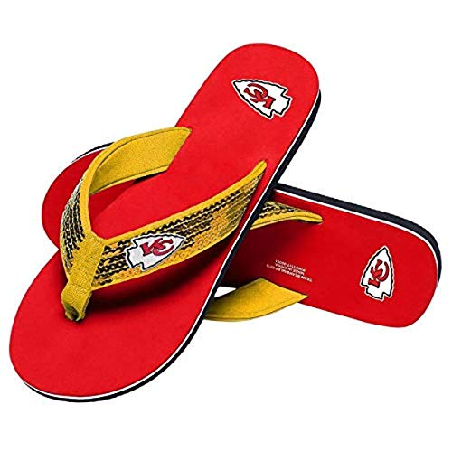 FOCO Kansas City Chiefs NFL Womens Sequin Flip Flops - S