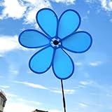 Blumen-Windmühle, 30 cm, 1 Packung, farbige kleine Windmühle für den Außenbereich, Gartendekoration, automatische Drehung, leichtes Design für Kinder und Familie, Haus, Hof, Terrasse, Dekoration (blau