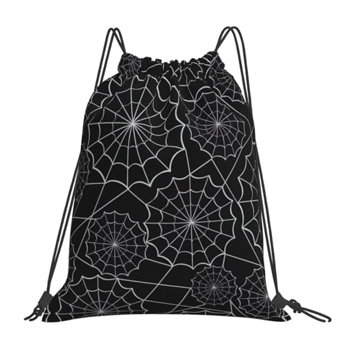 TZTTZT Spinnennetz-Rucksack, schwarz, Kordelzug, kleine Turnbeutel für Männer und Frauen, String-Rucksack, Sportrucksack