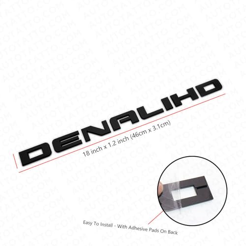 Image of 2X Denali HD Side Door Tailgate Letter Nameplate Emblem Badge 3D Replacement for Denali (Matte Black)