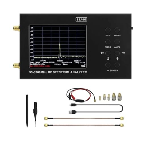 Analizador de espectro SSA6G con rango 35-6200 MHz y sonda para calibrar antenas