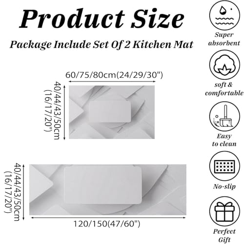 Alfombrillas antifatiga para cocina con base antideslizante y diseño moderno de 2 piezas 3