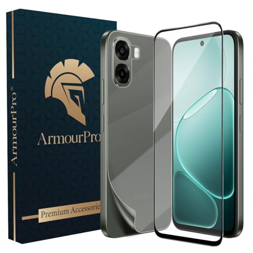Image of ArmourPro Tempered Glass for Oppo A6x with Back Clear Membrane Guard, Edge to Edge Screen Protector, Anti-Bubble, Anti-Fingerprint, Oil Resistant, Installation Kit | Black