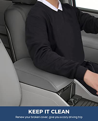 Issyauto Center Console Cover Compatible With 2009-2015 Pilot Armrest Cover Replacement Console Lid Leather Cover, Gray #TOP3