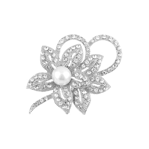 Image of Crystal Flower Brooch Pins for Women Elegant Enamel Rhinestone Floral Brooches Pin Fashion Jewelry for Party Dance Wedding Banquet Brooch for Women Gift