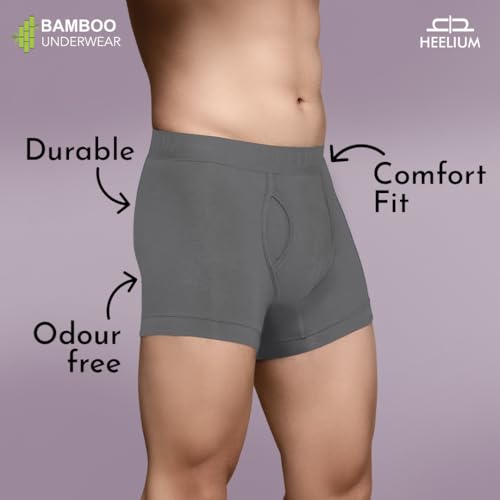 Image of HEELIUM Bamboo Trunks for Men with Keyhole Fly | 3X Softer Than Cotton for All-Day Freshness | Soft & Durable Waistband | Easy Access Underwear for Ultimate Comfort