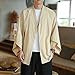 HZCX FASHION Men's Kimono Cardigan Lightweight Jackets Linen Haori Samurai Robe(Khaki,L)