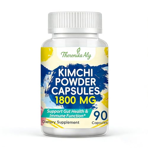 Image of Kimchi Probiotic, 10 Billion CFU, 90 Vegan Capsules | Fermented kimchi powder with prebiotic inulin. Gut health and digestive support. Fermented vegetable superfood.