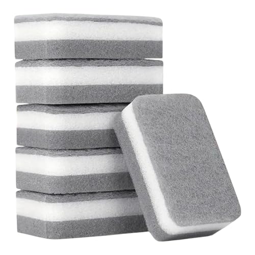 Image of PKI Smart Essentials Dual-Sided Grey Cellulose Sponge with Gentle Scouring Pad - Multi-Purpose for Kitchen, Commercial, and Outdoor Cleaning (Set of 6)
