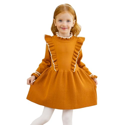 Robe pull bébé fille à volants pour les balades d'automne en famille