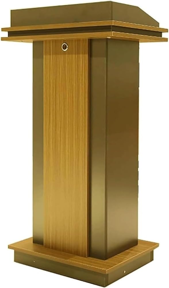 Podium Stand with Open Storage and Wire Holes Elegant Presentation Lectern Modern Speaking Pulpit for Corporate Meetings Church Restaurant School Auditoriums