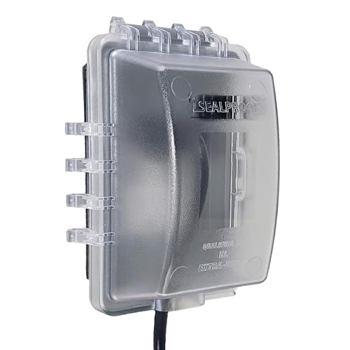 Image of Sealproof 1-Gang Weatherproof Exterior in Use Outlet Cover and Box Kit - Metallic Electrical Outlet Box and UL Extra Duty, Lockable, in Use Outdoor Outlet Cover - Horizontal /Vertical Use (Pack of 2)