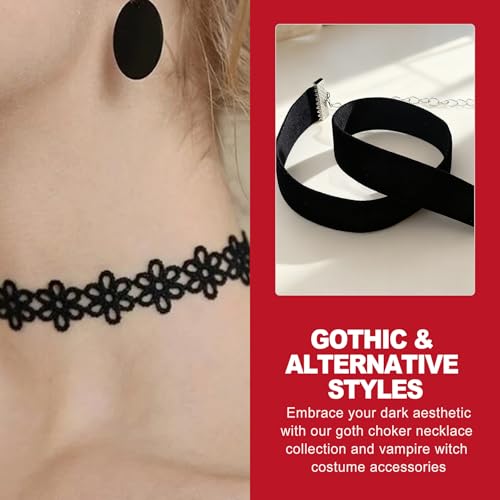 KlayXira 6 Pack Gothic Choker Set, Black Velvet and Lace Choker Necklaces for Women featuring a Goth Cross Necklace, Sexy Neck Choker for Gothic Layered Jewelry by KlayXira - Used condition - Image 3