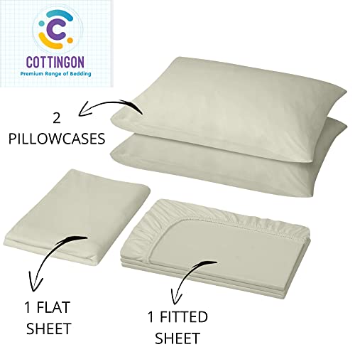 Image of Cottingon Rv King 72 X 80 4 Piece Bed Sheet Set for Campers, Luxury Soft Microfiber fits 6 to 10 Inches Deep RV Mattress, Ivory