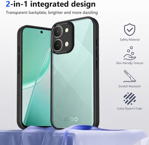 Image of VONZEE Clear Back Case Cover for iQOO Z11x 5G | Shockproof Design | Hard Back Cover Case for iQOO Z11x 5G (PC & TPU, Black)