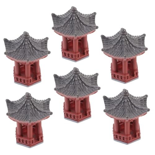 Parliky 6 Pezzi Mini Padiglione in Resina per Micro Paesaggio, Statua Ornamentale da Giardino e Bonsai, Decorazione Interni ed Esterni per Mini Giardino Zen e Scrivania