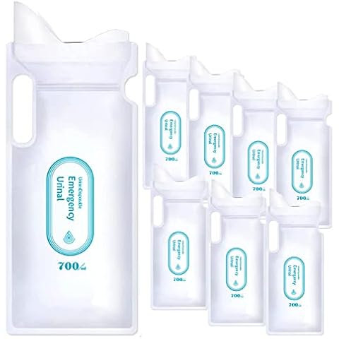 Disposable Urinal Bags, Unisex Urine Bags Portable Pee Bags, Super Absorbent Standing Pee Urination Device Hygienic Leakproof for Man Women Camping Travel Emergency and Traffic Jam (8 Pack/700 ML) Cover