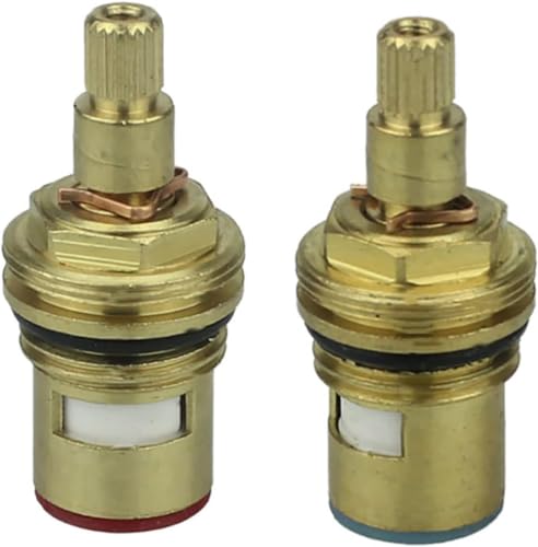 ZGCYZLHBD Wymienny wkład wewnętrzny do armatury mieszanej, zapasowy wkład zaworowy, mosiężny ceramiczny wkład zaworu kranu do wymiany zaworu kranu x 51 mm BSP 1/2 cala, czerwony + niebieski