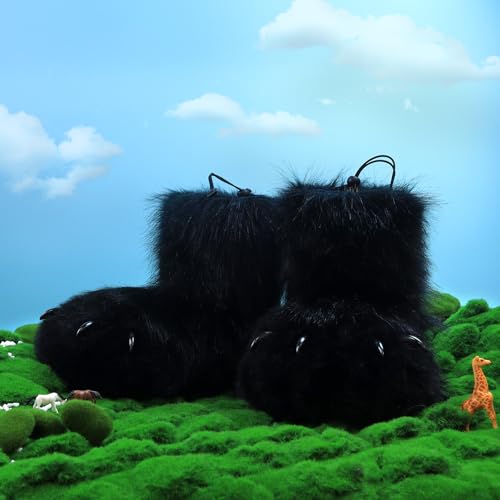 Image of Animal Fuzzy Slippers Bear Cat Wolf Dog Fox Fursuit Feet Paw Claw Shoes Furry Boots Costume Accessories for Adult Kids