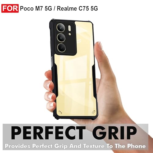 Image of Amazon Brand - Solimo Back Case Cover for Poco M7 5G | Compatible for Poco M7 5G Back Case Cover | Clear Case with Camera Protection | (TPU + PC | Matte Black)