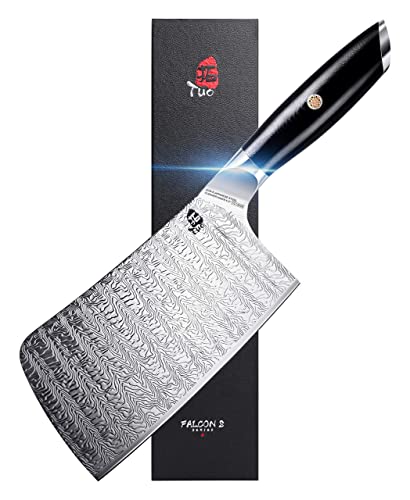 Tuo Chef Knife 10 Inch&Cleaver Knife 6.5 Inch Aus-8 Japanese Stainless Steel Chef's Knife With Ergonomic G10 Handle, Japanese Pro Kitchen Knife&Butcher Knife With Gift Box - Falcon S Series #TOP5