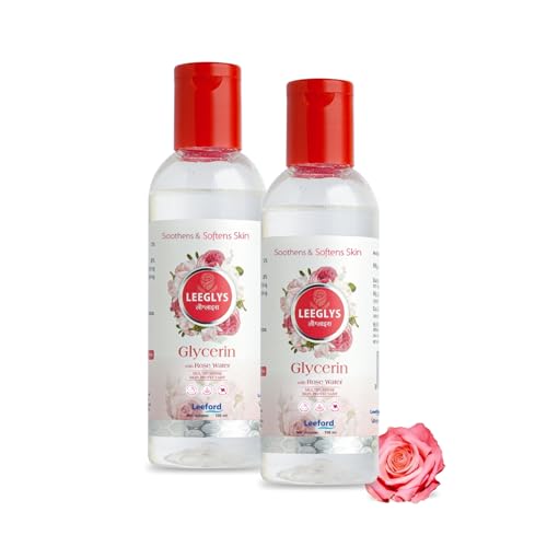 Image of Leeford Leeglys Glycerin with Rose Water For Dry, Chapped, Damaged Skin & Diaper Rashes | Soothes, Softens & Locks in Moisture | Multipurpose Skin Protectant 60ml (Pack of 2)